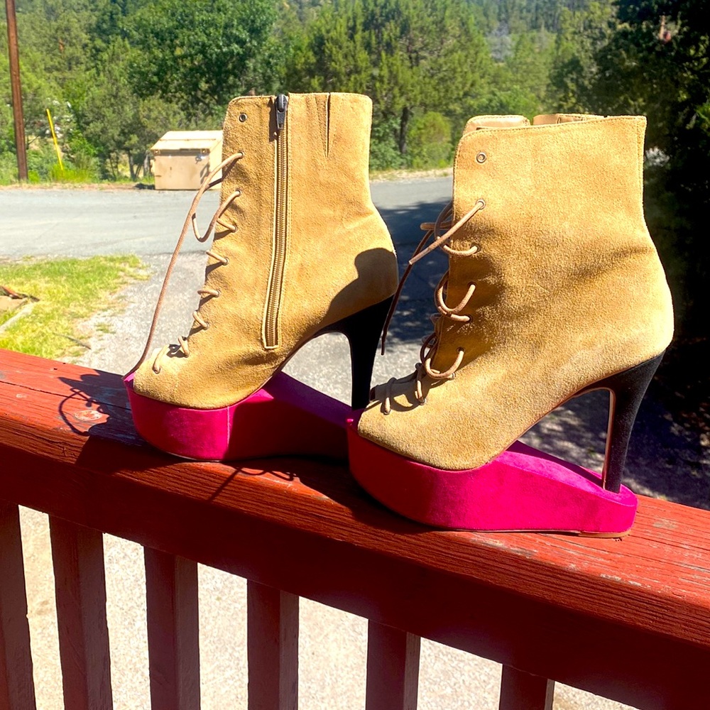 Unique Block Pattern Shoe Booties - image 1